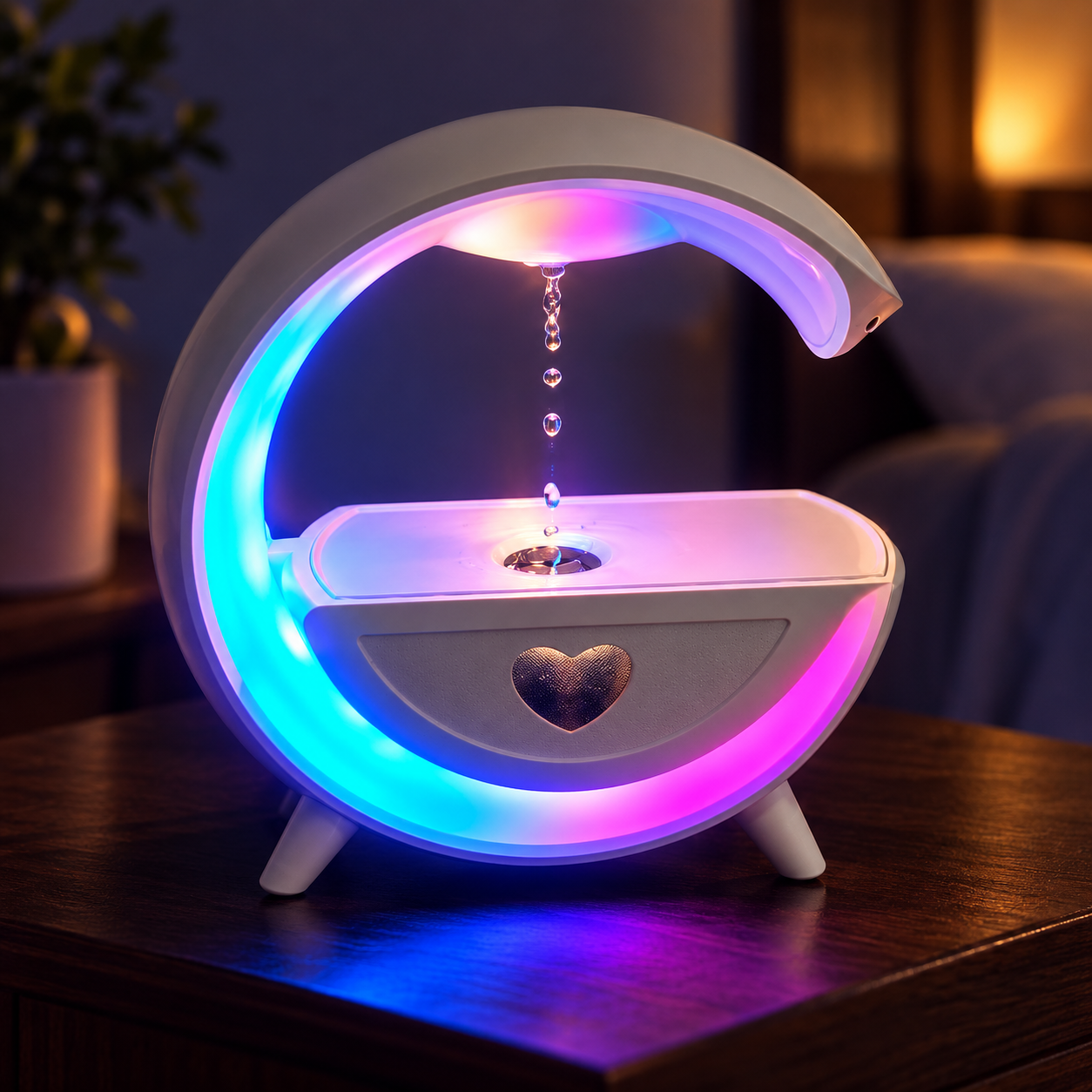Bocina con Humidificador Antigravedad de Gotas con Luz RGB