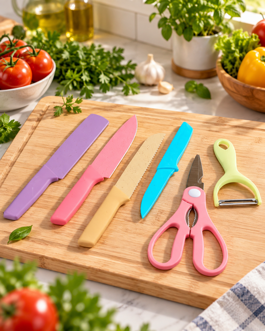 Set de Cuchillos de Cocina 6 Piezas Colores Pastel