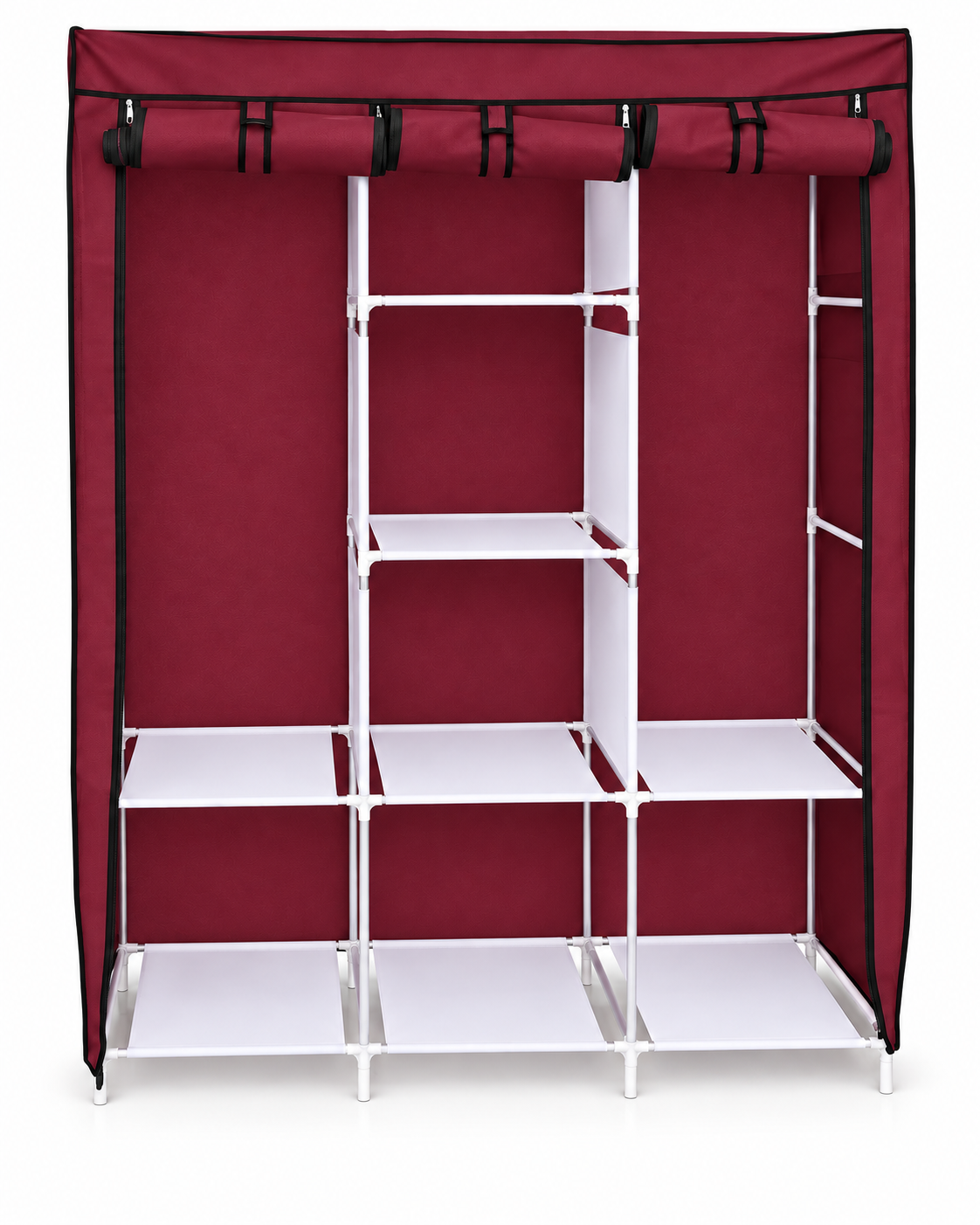 Closet armable de tela color corinto con estructura de acero D-Todo GT