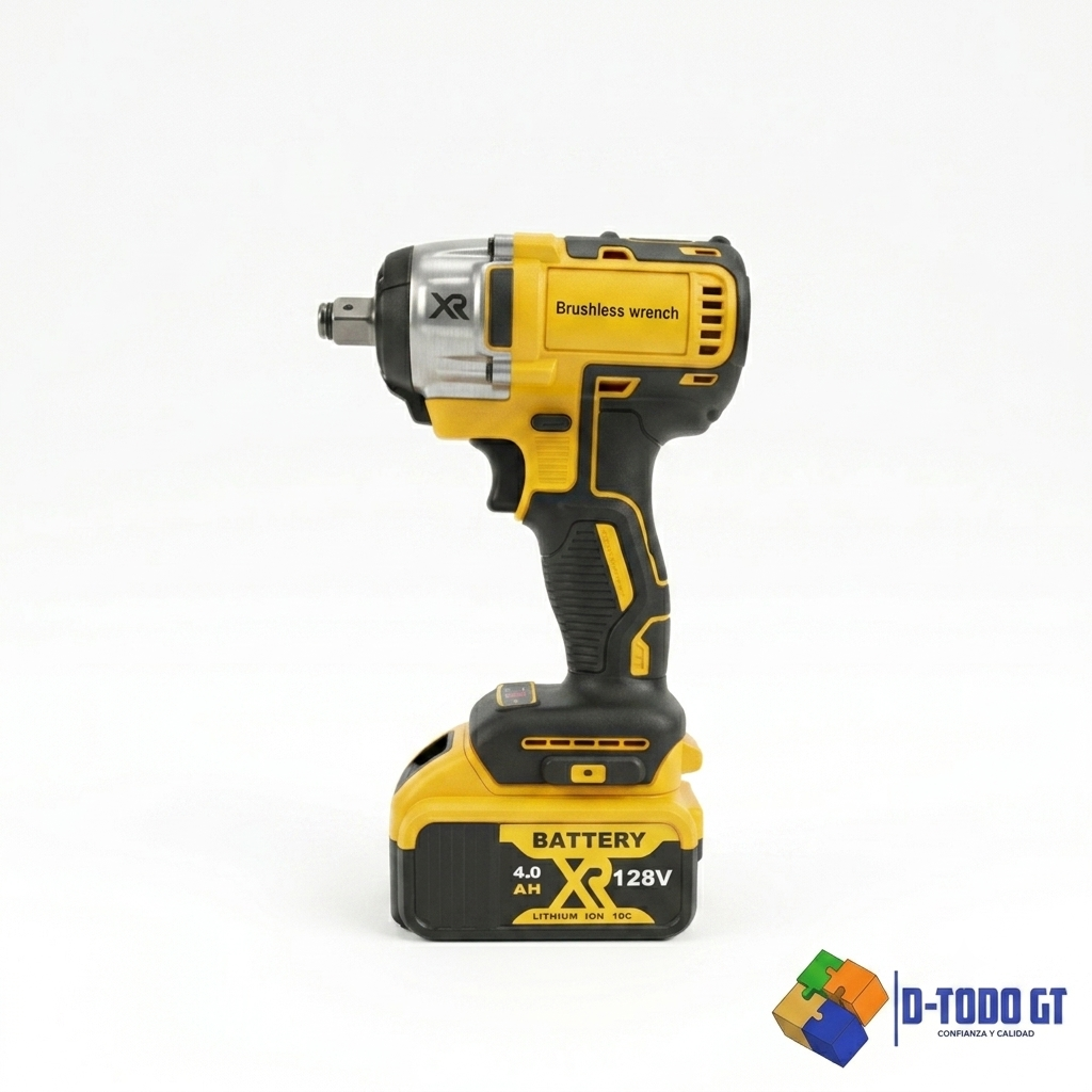 Pistola de impacto inalambrica XR 128V amarilla y negra con bateria de 4.0 Ah