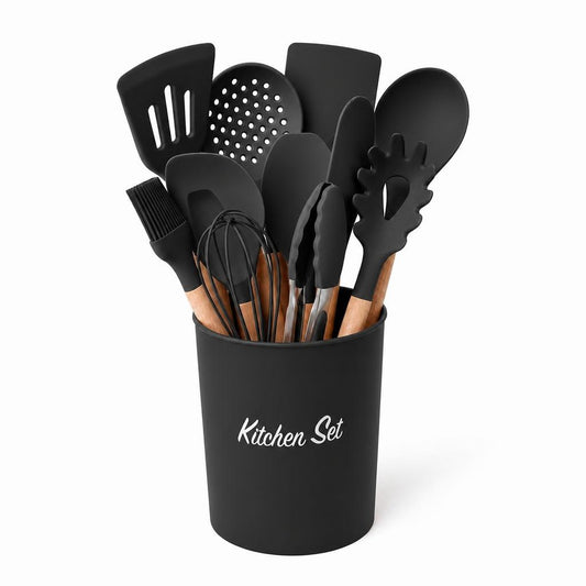 Set de Utensilios de Cocina 12 Piezas - Negro