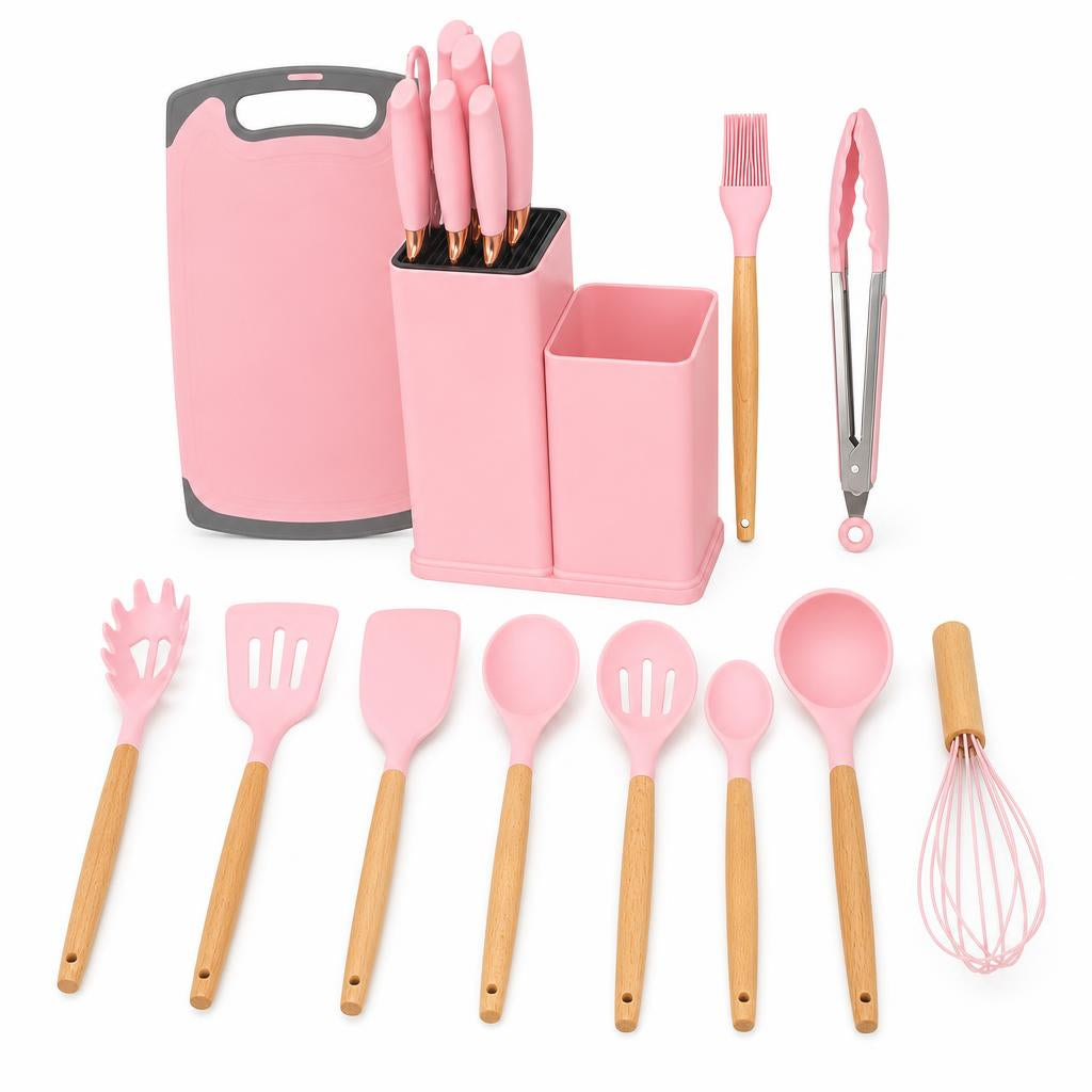 Set de Utensilios de Cocina 19 Piezas - Rosa