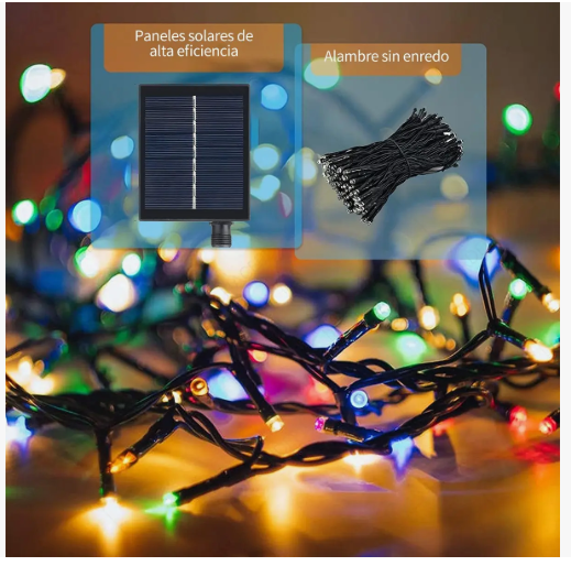 Luces LED Solares Navideñas Multicolor 300 LED