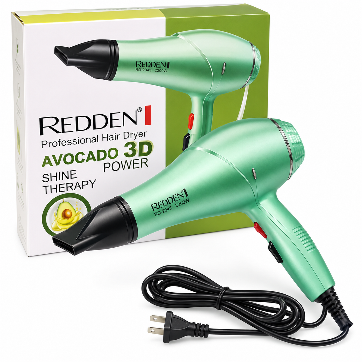Secadora de Cabello REDDEN RD-2043 Avocado 3D 3000W