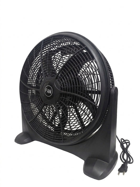 Ventilador circulador de aire de piso de 20 pulgadas negro, vista de tres cuartos con cable