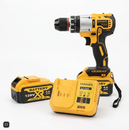 Barreno con rotomartillo BROCADEFLY 128V con bateria de 4.0 Ah y cargador