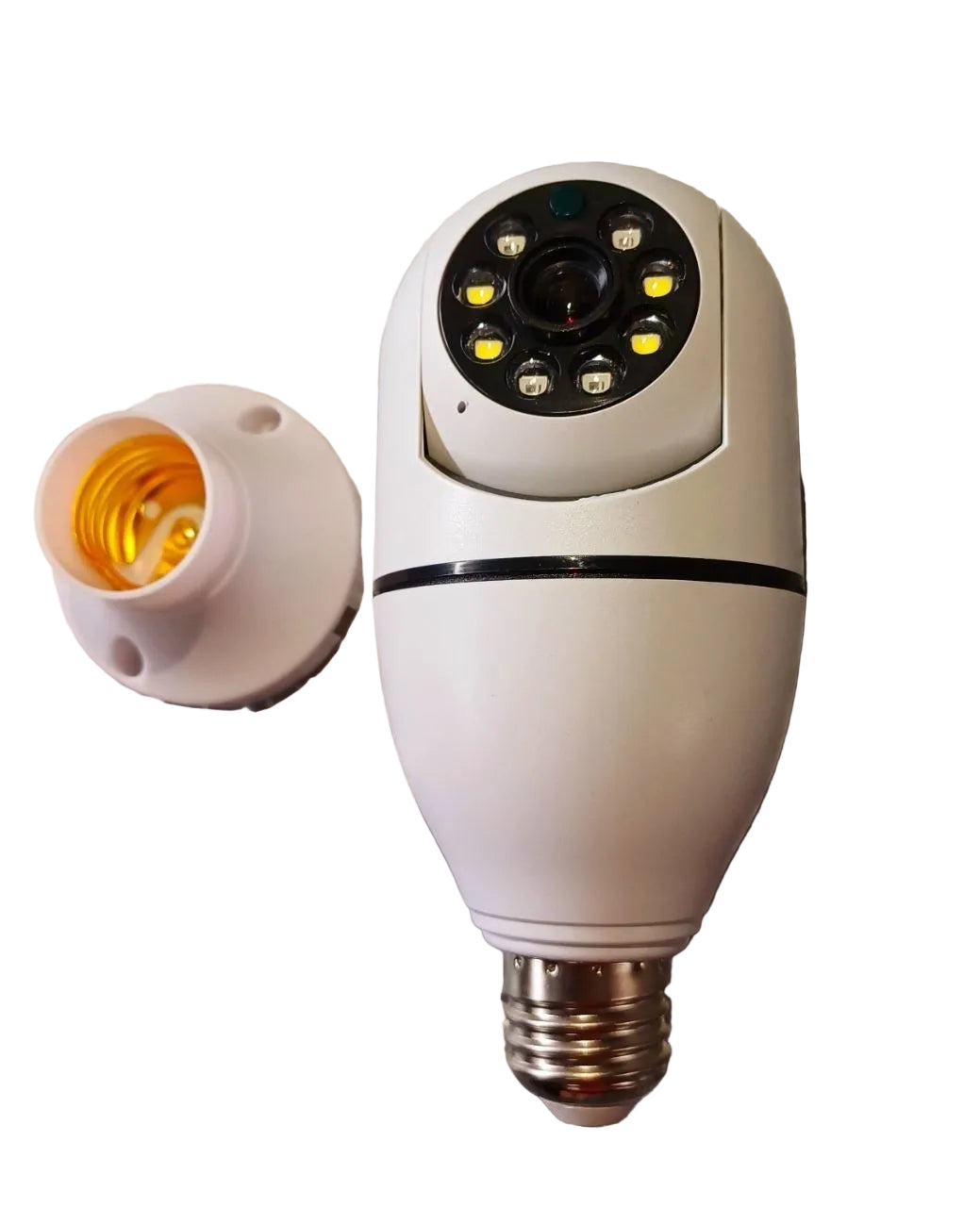 Detalle cámara WiFi tipo foco con base adaptadora