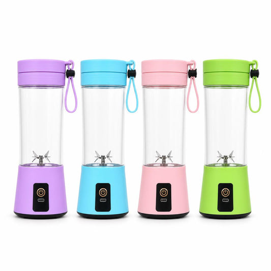 Mini licuadora portátil recargable, los 4 colores disponibles juntos, foto de estudio
