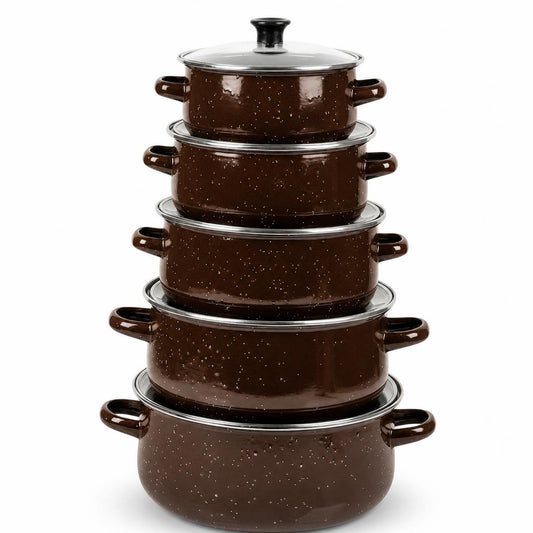 Juego de Ollas de Peltre 5 Piezas - Café