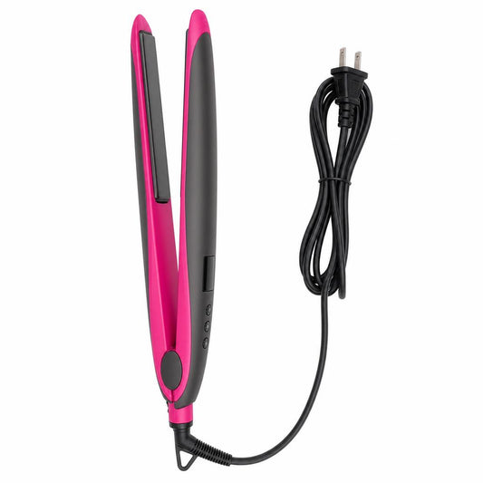 Plancha de cabello rosa con pantalla digital LCD