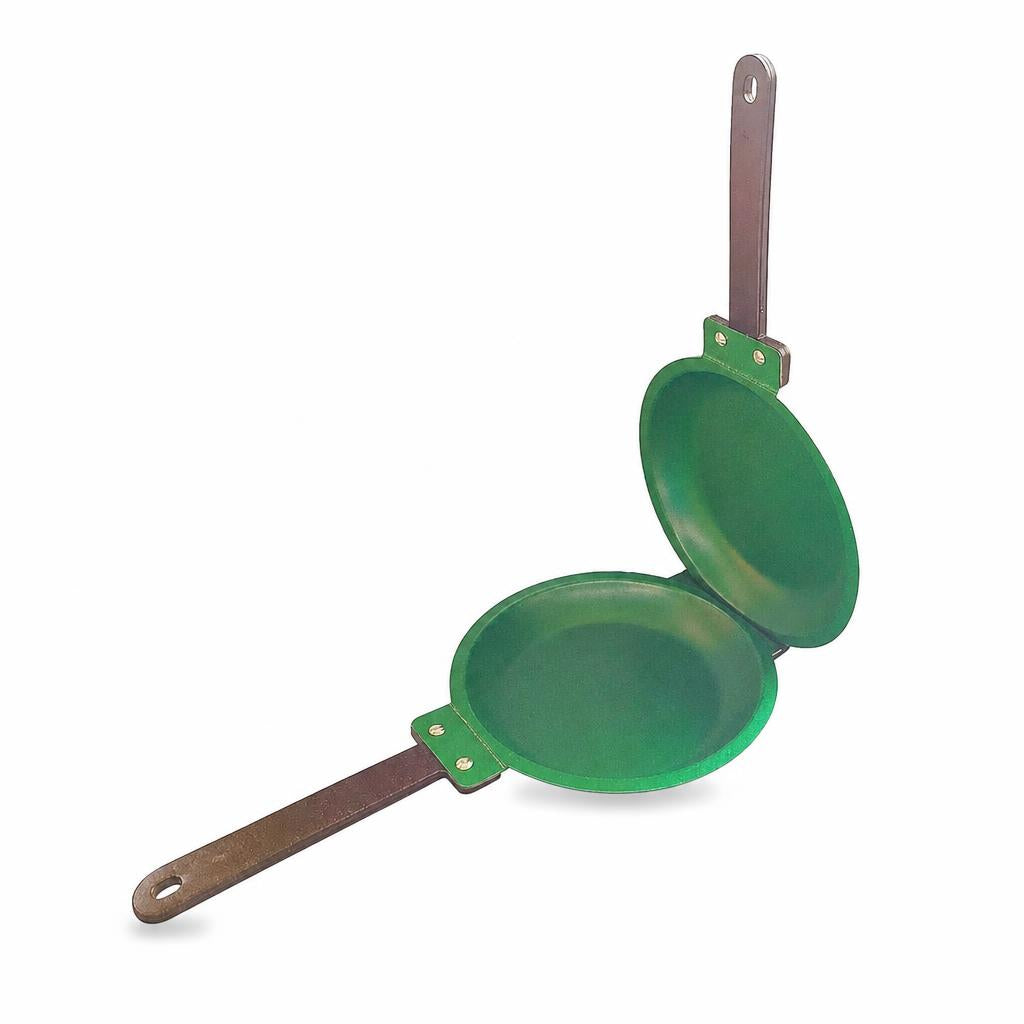 Sartén doble cara antiadherente verde abierto