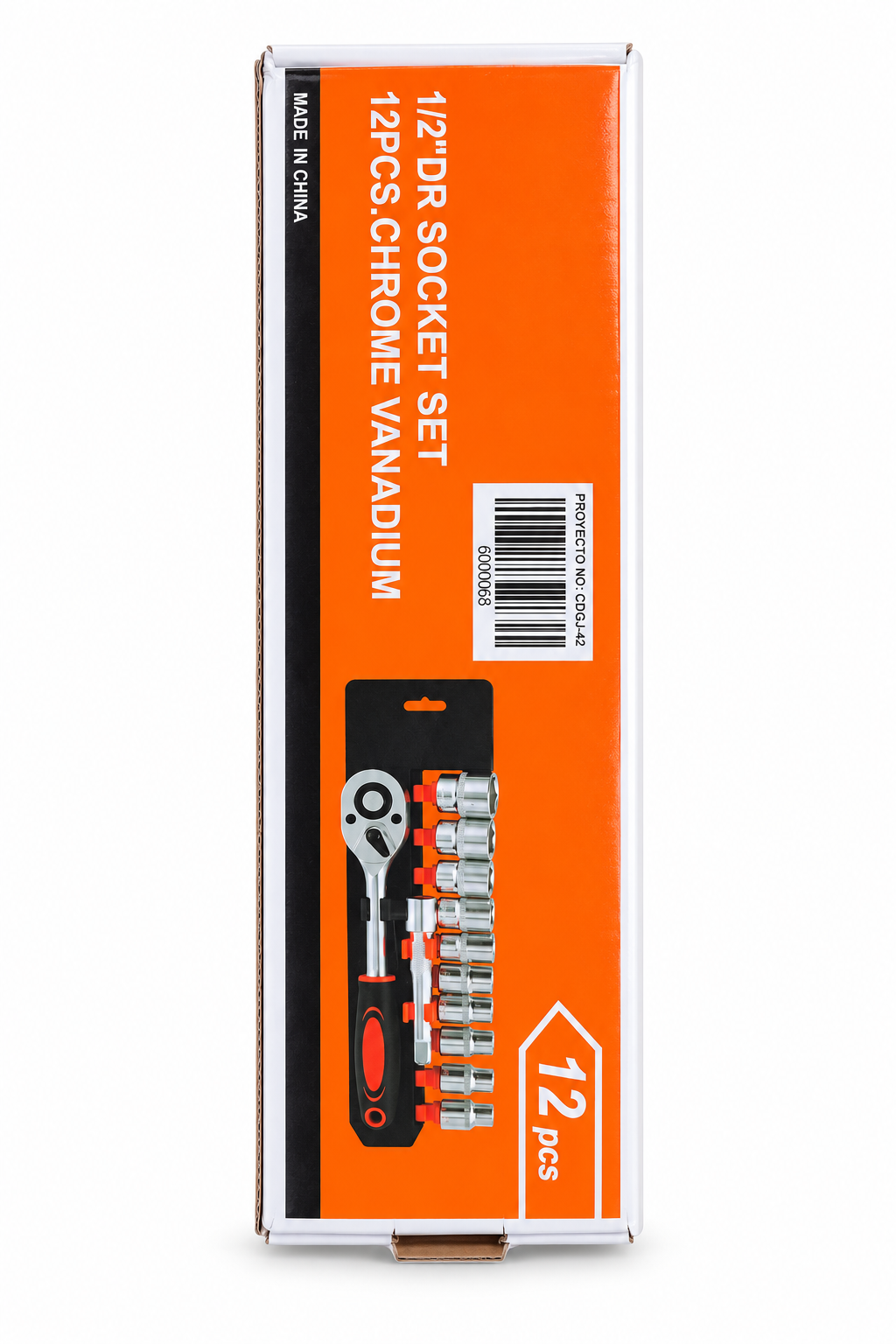 Caja del set de copas 1/2 pulgada 12 piezas cromo vanadio D-Todo GT