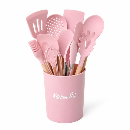Set de Utensilios de Cocina 12 Piezas - Rosado