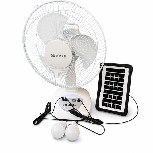 Ventilador solar recargable GDTiMES 12 pulgadas con panel solar